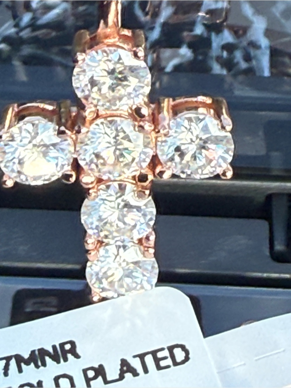 #119 18K Rose Gold Plated 0.5CTW Moisannite Cross. GRA Certified - Picture 3 of 4